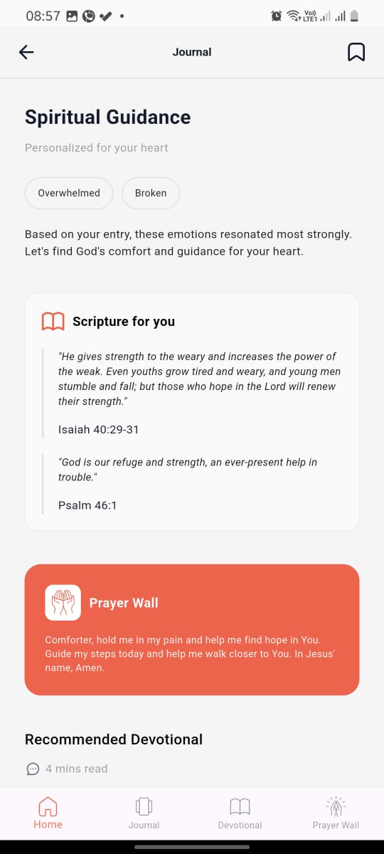 Daily devotional screen